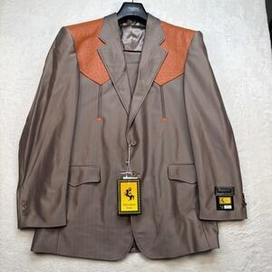 Vintage Western Suit Mens 42R Brown Cowboy Rodeo Stage Rockabilly Nashville NOS
